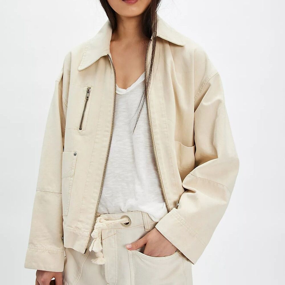 Free People We The Free Sally Solid Canvas Jacket Top Denim Cotton M 292080